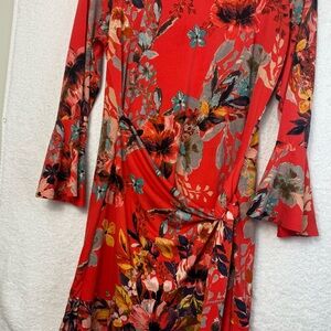 ECI Vibrant Floral Long Sleeve Dress